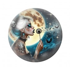 Cabochon en Verre Illustré Femme Gothique 12 à 25mm  pour la Création de Bijoux Fantaisie - DIY