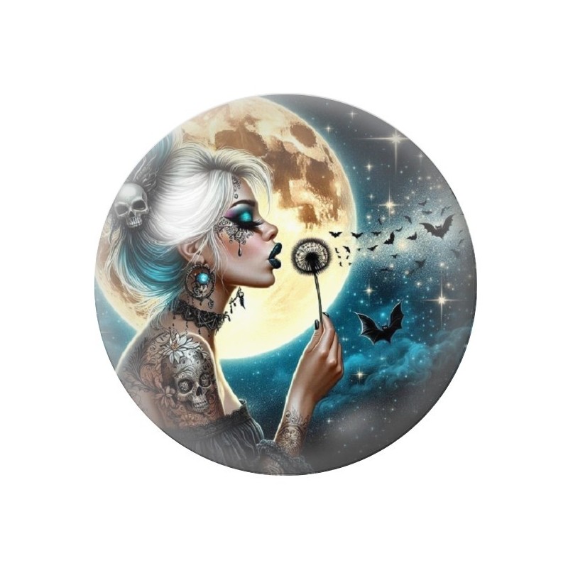 Cabochon en Verre Illustré Femme Gothique 12 à 25mm