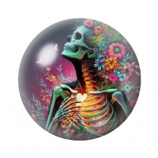 Cabochon en Verre Illustré Squelette Fleurs Gothique 12 à 25mm  pour la Création de Bijoux Fantaisie - DIY