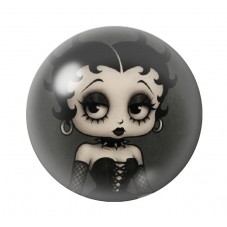 Cabochon en Verre Illustré Betty Boop Gothique 12 à 25mm  pour la Création de Bijoux Fantaisie - DIY