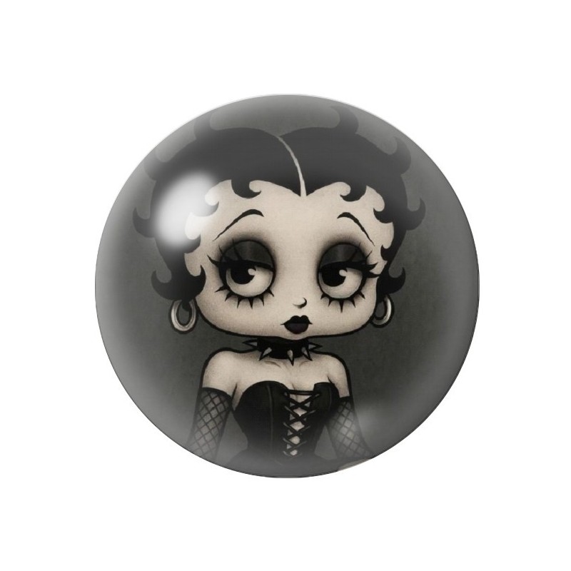 Cabochon en Verre Illustré Betty Boop Gothique 12 à 25mm