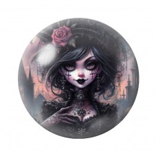 Cabochon en Verre Illustré Femme Gothique 12 à 25mm  pour la Création de Bijoux Fantaisie - DIY