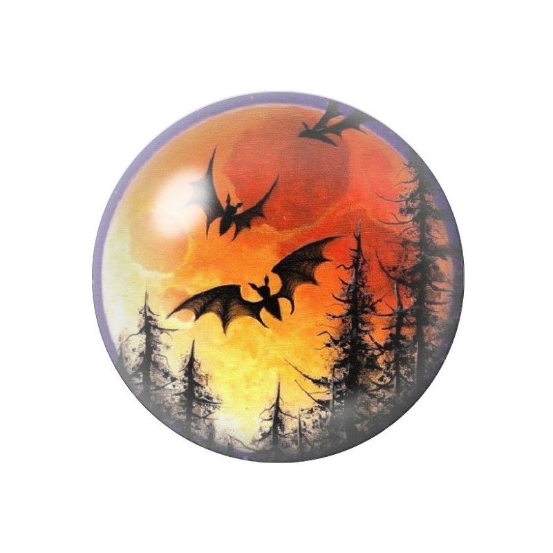 Cabochon en Verre Illustré Chauves-Souris Gothique 12 à 25mm