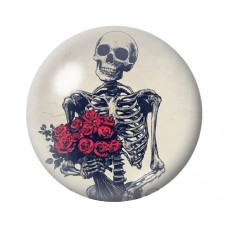 Cabochon en Verre Illustré Squelette Bouquet de Fleurs Gothique 12 à 25mm  pour la Création de Bijoux Fantaisie - DIY
