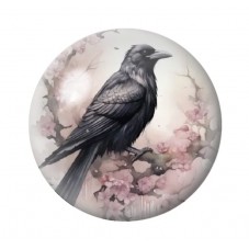 Cabochon en Verre Illustré Corbeau Gothique 12 à 25mm  pour la Création de Bijoux Fantaisie - DIY