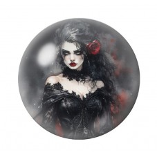 Cabochon en Verre Illustré Femme Gothique 12 à 25mm  pour la Création de Bijoux Fantaisie - DIY