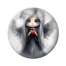 Cabochon en Verre Illustré Ange Coeur Gothique 12 à 25mm  pour la Création de Bijoux Fantaisie - DIY