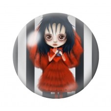 Cabochon en Verre Illustré Lydia Beetlejuice Gothique 12 à 25mm  pour la Création de Bijoux Fantaisie - DIY