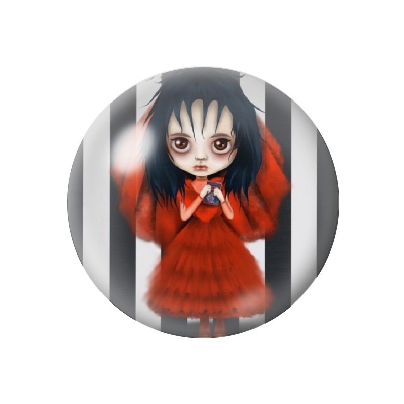 Cabochon en Verre Illustré Lydia Beetlejuice Gothique 12 à 25mm