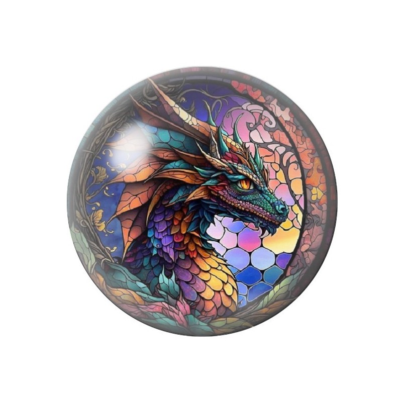 Cabochon en Verre Illustré Dragon Gothique 12 à 25mm