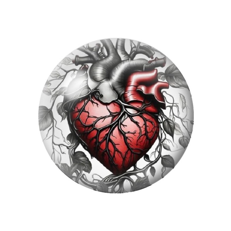 Cabochon en Verre Illustré Coeur Organe Gothique 12 à 25mm