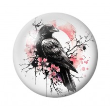 Cabochon en Verre Illustré Corbeau Gothique 12 à 25mm  pour la Création de Bijoux Fantaisie - DIY