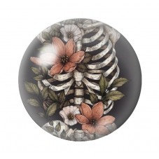 Cabochon en Verre Illustré Squelette Fleurs Gothique 12 à 25mm  pour la Création de Bijoux Fantaisie - DIY