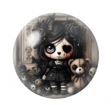 Cabochon en Verre Illustré Poupée Gothique 12 à 25mm  pour la Création de Bijoux Fantaisie - DIY