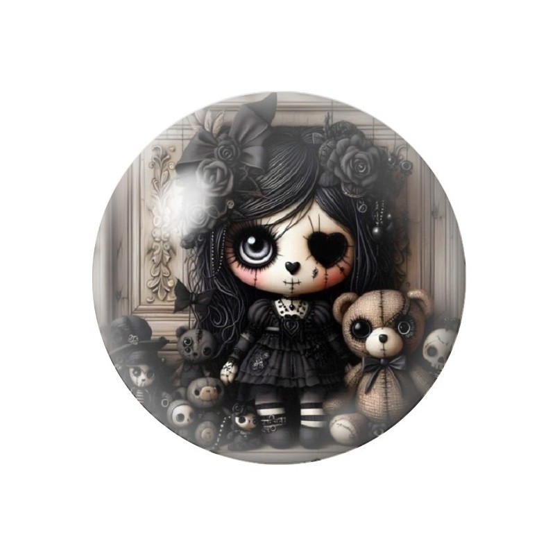 Cabochon en Verre Illustré Poupée Gothique 12 à 25mm