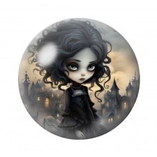 Cabochon en Verre Illustré Jeune Fille Gothique 12 à 25mm  pour la Création de Bijoux Fantaisie - DIY