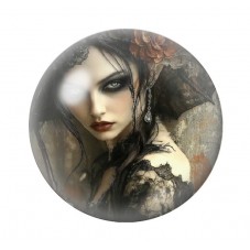 Cabochon en Verre Illustré Femme Gothique 12 à 25mm  pour la Création de Bijoux Fantaisie - DIY