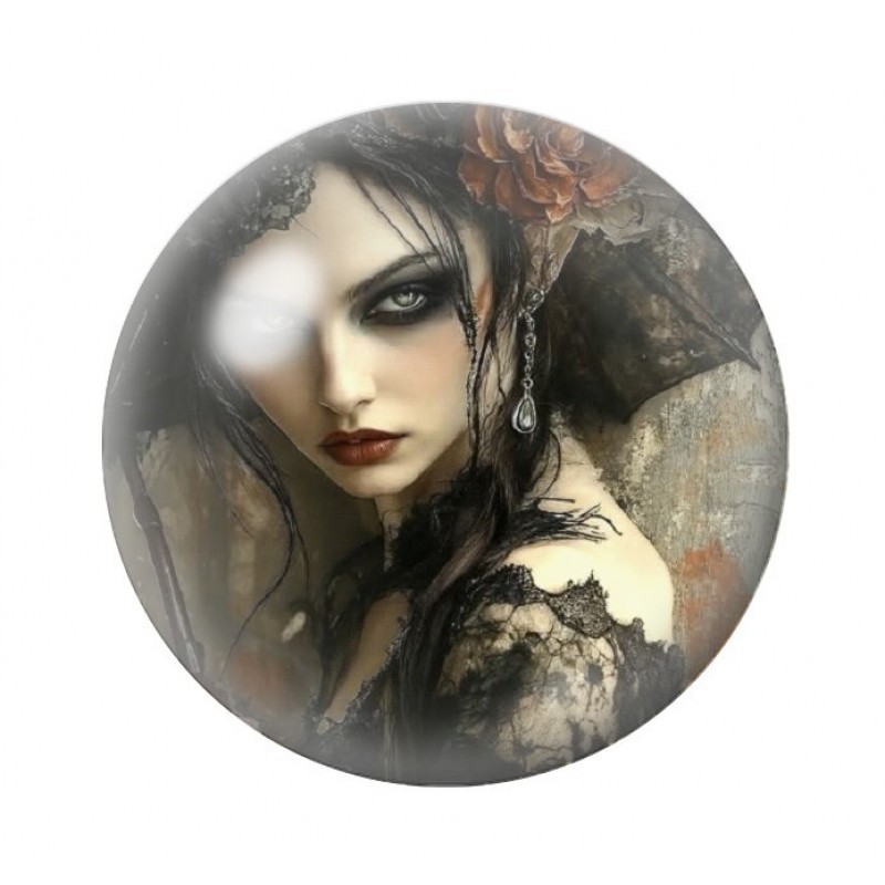 Cabochon en Verre Illustré Femme Gothique 12 à 25mm