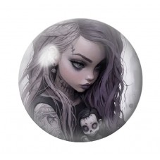 Cabochon en Verre Illustré Ado Gothique 12 à 25mm  pour la Création de Bijoux Fantaisie - DIY