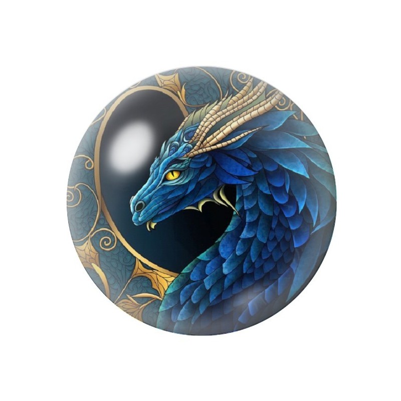 Cabochon en Verre Illustré Dragon Gothique 12 à 25mm