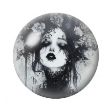 Cabochon en Verre Illustré Femme Gothique 12 à 25mm  pour la Création de Bijoux Fantaisie - DIY