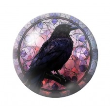 Cabochon en Verre Illustré Corbeau Gothique 12 à 25mm  pour la Création de Bijoux Fantaisie - DIY
