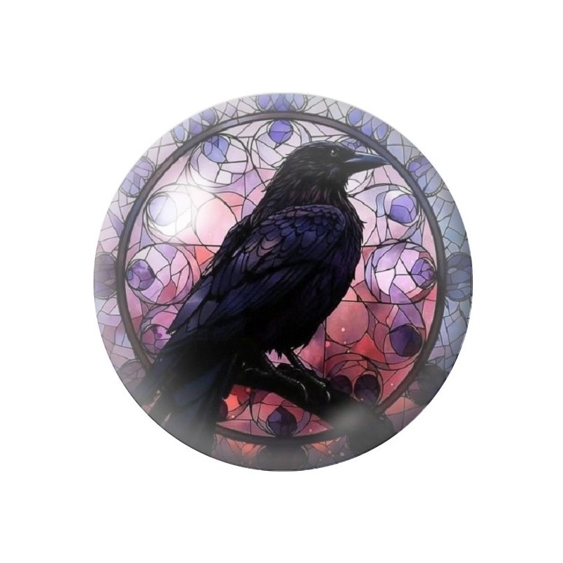 Cabochon en Verre Illustré Corbeau Gothique 12 à 25mm