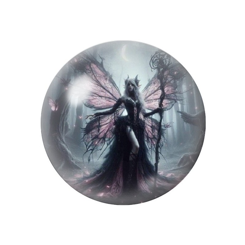 Cabochon en Verre Illustré Fée Gothique 12 à 25mm