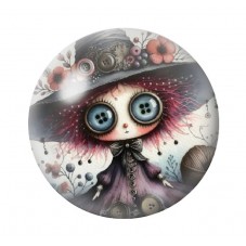 Cabochon en Verre Illustré Poupée Gothique 12 à 25mm  pour la Création de Bijoux Fantaisie - DIY