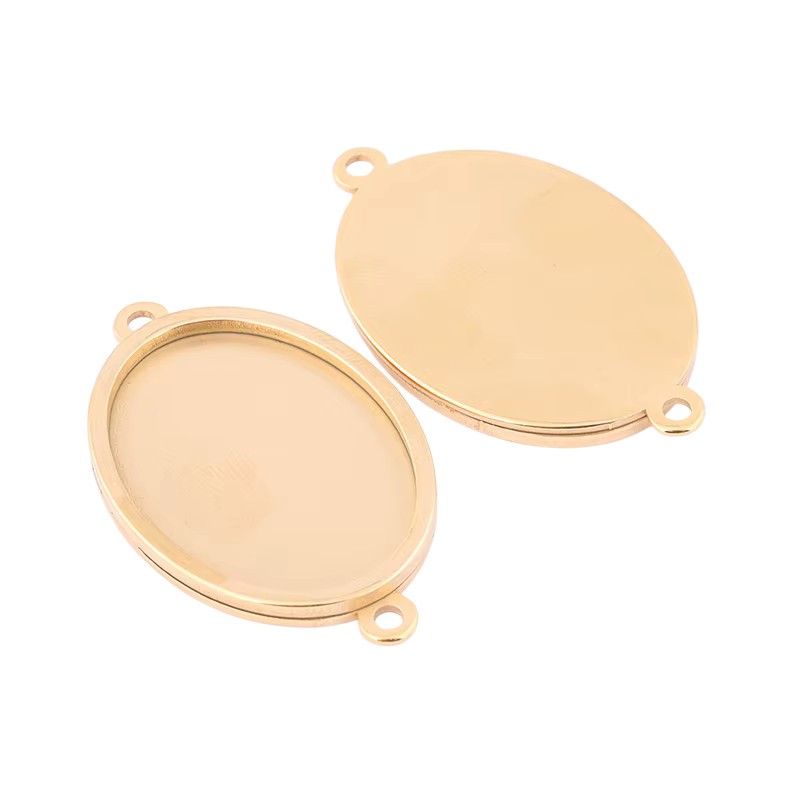 Support Connecteur Doré en Acier Inoxydable pour Cabochon 18x25mm