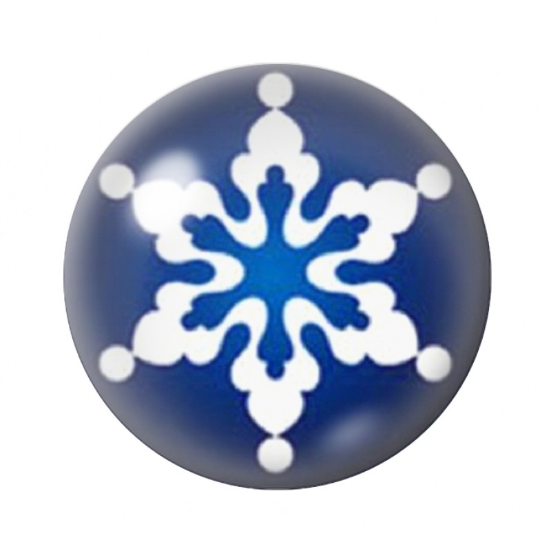 Cabochon en Verre Illustré Flocon de Neige Noël 12 à 25mm