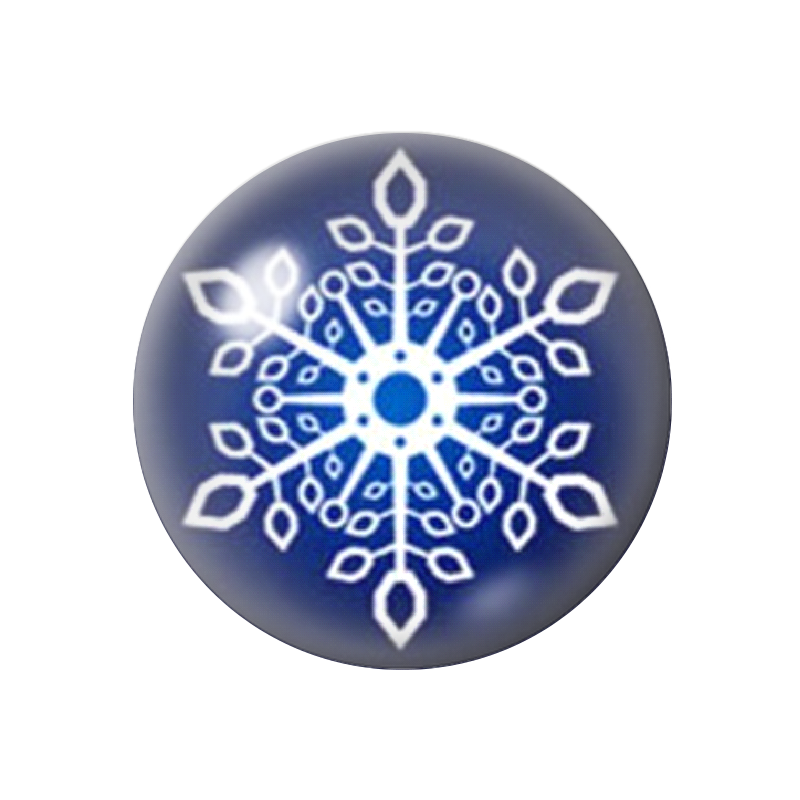 Cabochon en Verre Illustré Flocon de Neige Noël 12 à 25mm