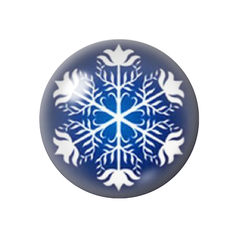 Cabochon en Verre Illustré Flocon de Neige Noël 12 à 25mm