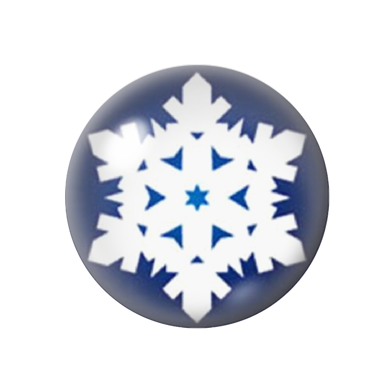 Cabochon en Verre Illustré Flocon de Neige Noël 12 à 25mm