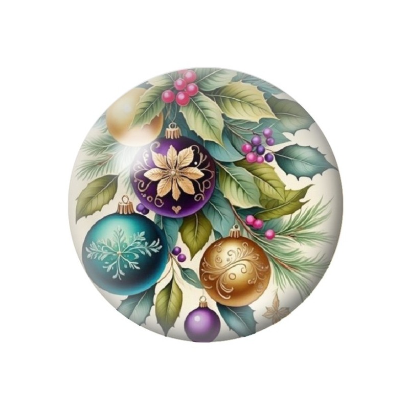 Cabochon en Verre Illustré Boules de Noël 12 à 25mm