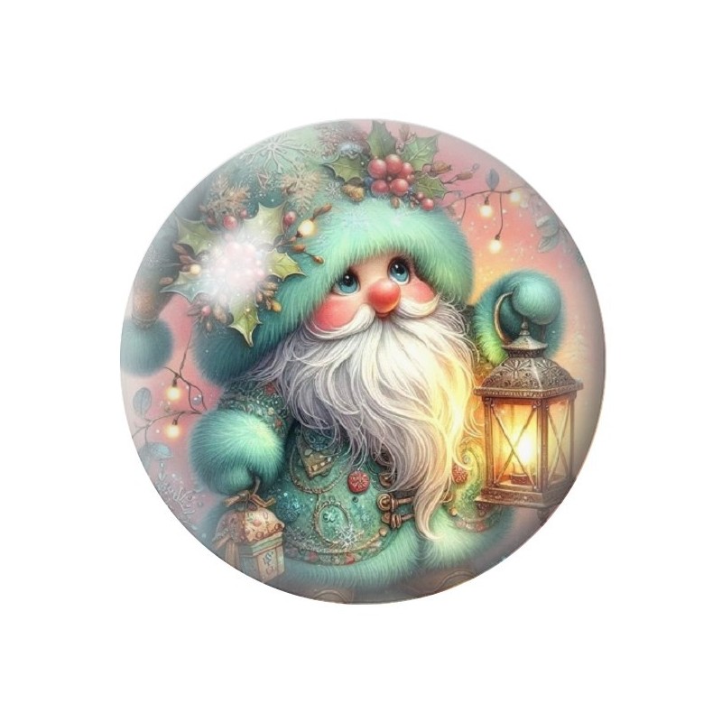 Cabochon en Verre Illustré Père-Noël 12 à 25mm
