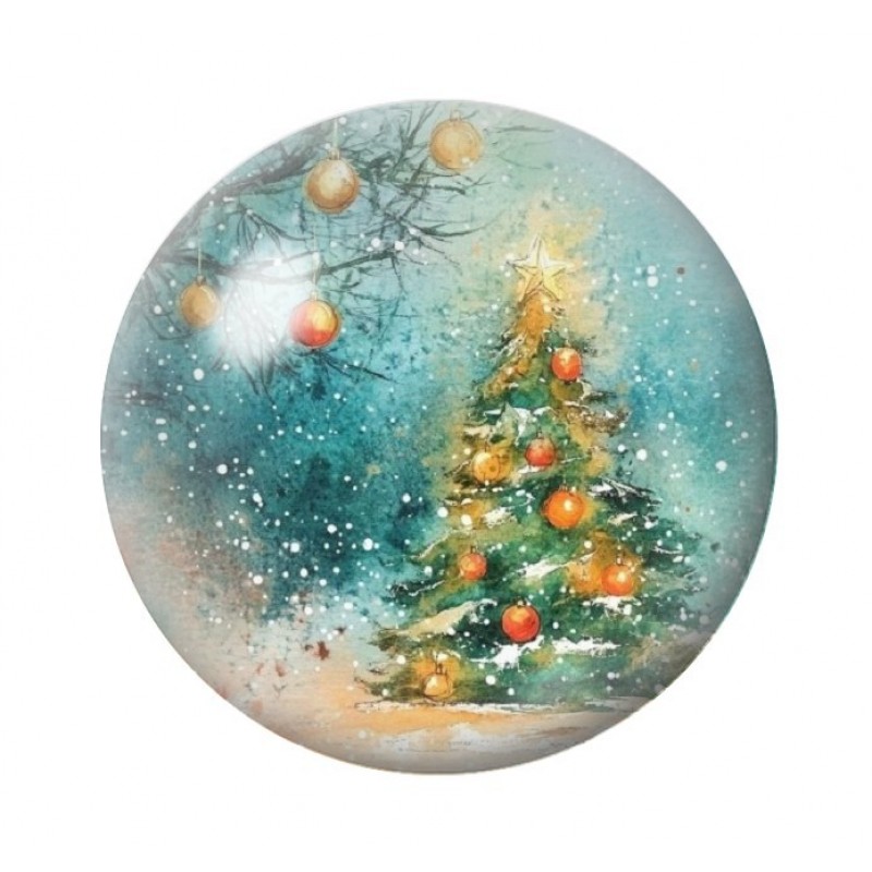 Cabochon en Verre Illustré Sapin Noël 12 à 25mm
