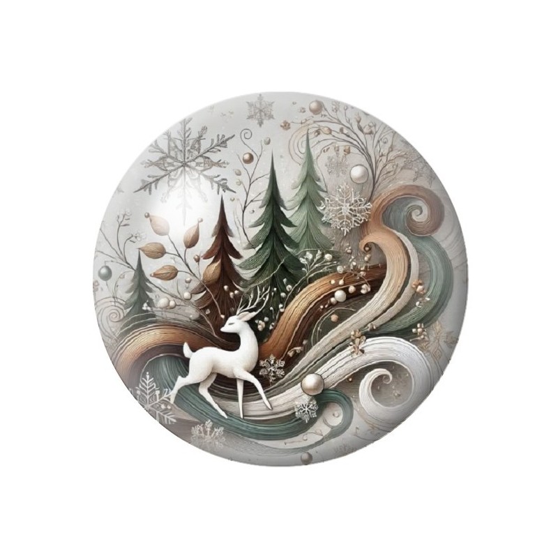 Cabochon en Verre Illustré Paysage de Noël 12 à 25mm