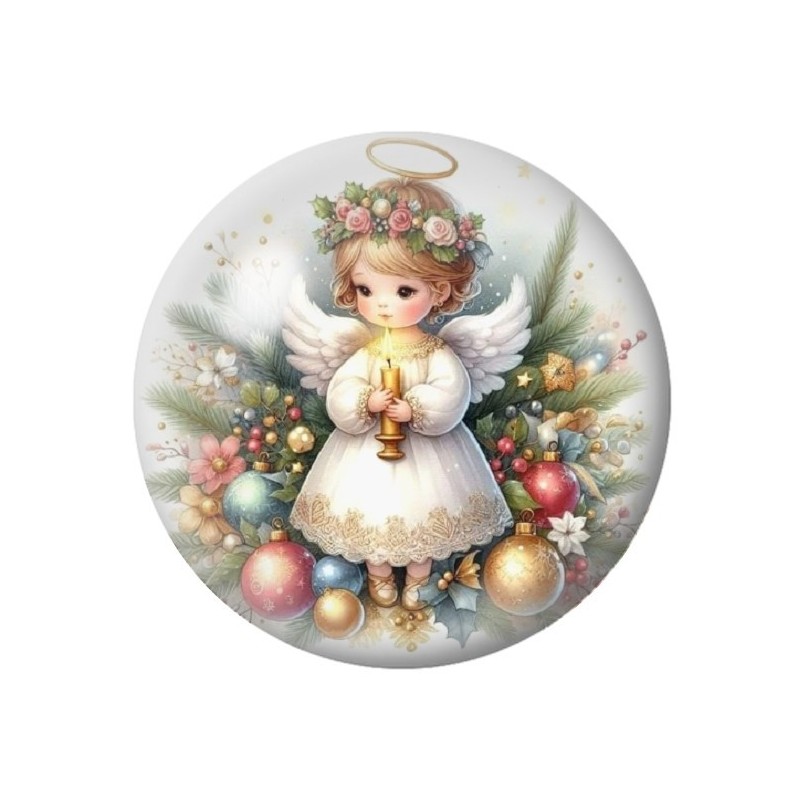 Cabochon en Verre Illustré Ange Noël 12 à 25mm