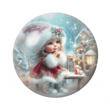 Cabochon en Verre Illustré Noël 12 à 25mm pour la création de bijoux fantaisie - DIY