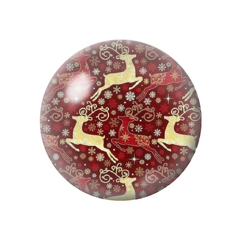 Cabochon en Verre Illustré Cerfs Noël 12 à 25mm