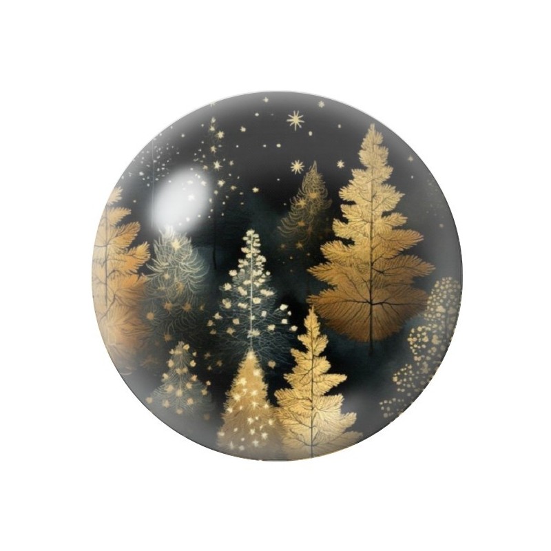 Cabochon en Verre Illustré Sapins Noël 12 à 25mm