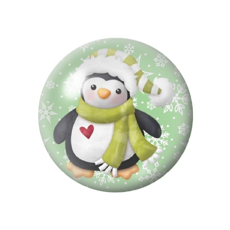 Cabochon en Verre Illustré Pinguoin Noël 12 à 25mm