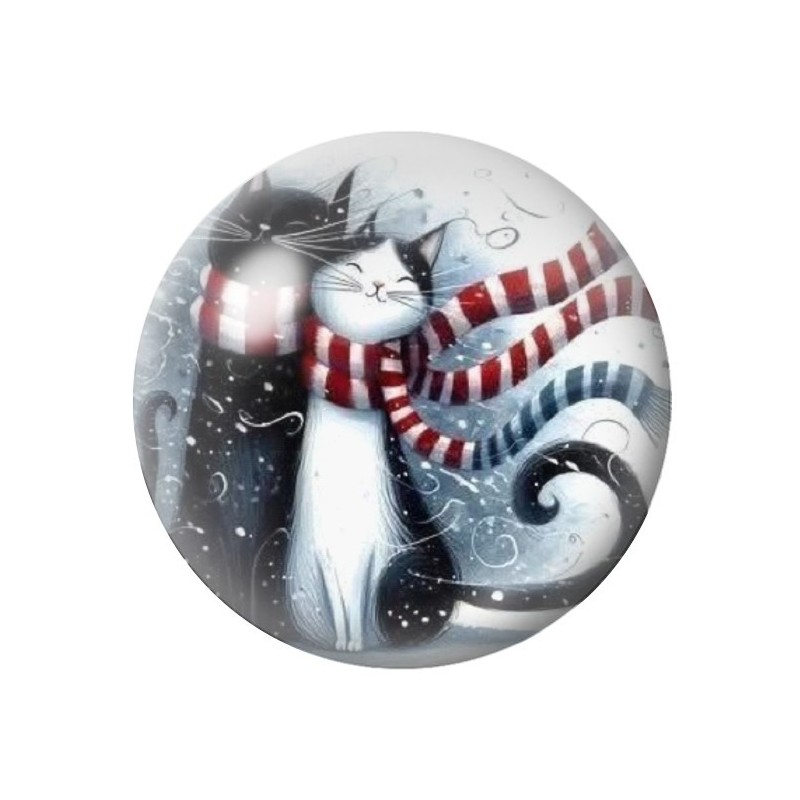 Cabochon en Verre Illustré Chats Noël 12 à 25mm