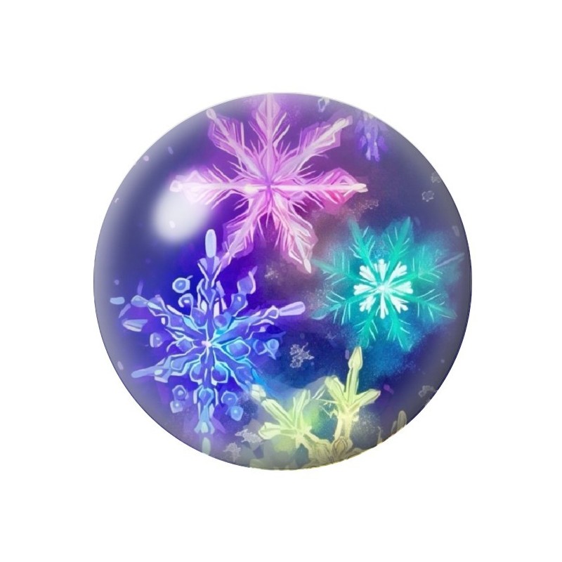 Cabochon en Verre Illustré Flocons de Neige Noël 12 à 25mm