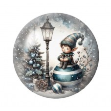 Cabochon en Verre Illustré Noël 12 à 25mm pour la création de bijoux fantaisie - DIY