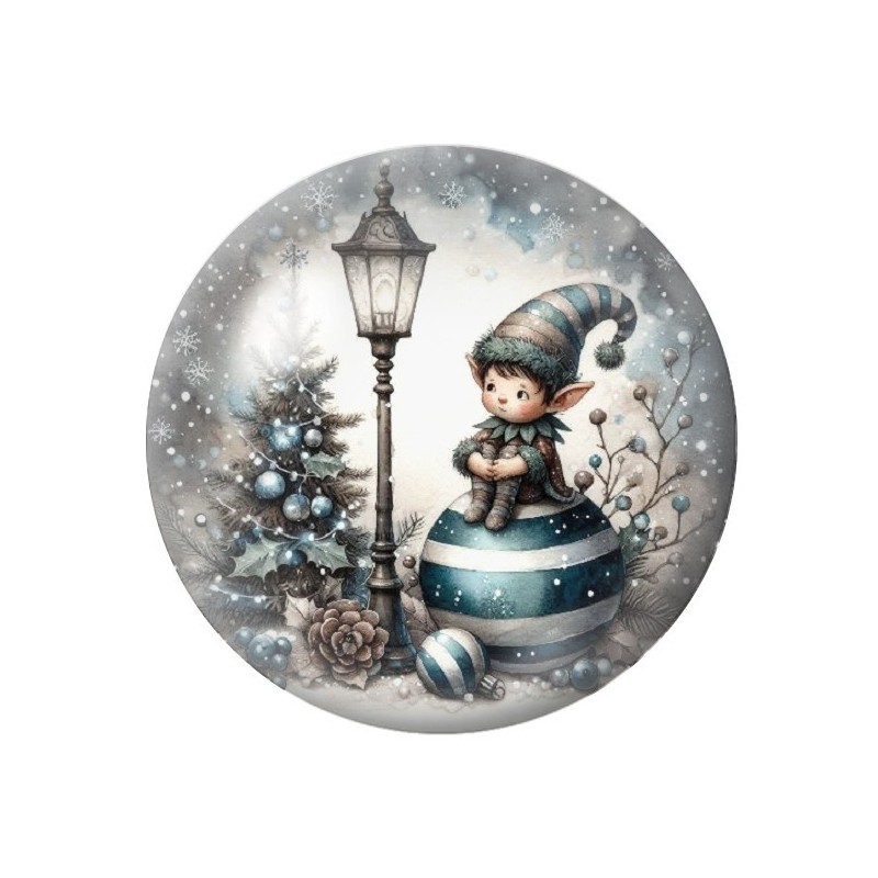 Cabochon en Verre Illustré Elfe Noël 12 à 25mm