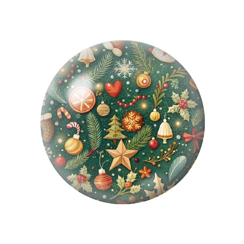 Cabochon en Verre Illustré Noël 12 à 25mm