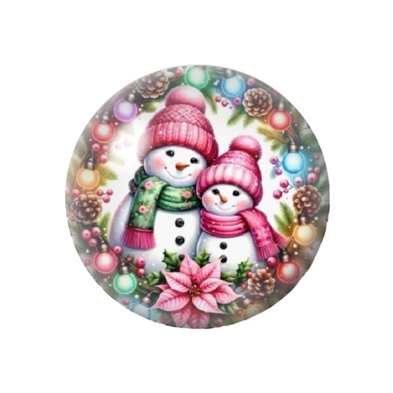 Cabochon en Verre Illustré Bonhommes de Neige Noël 12 à 25mm