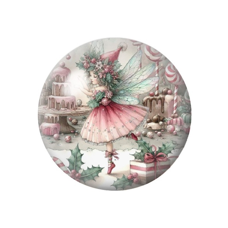 Cabochon en Verre Illustré Elfe Noël 12 à 25mm